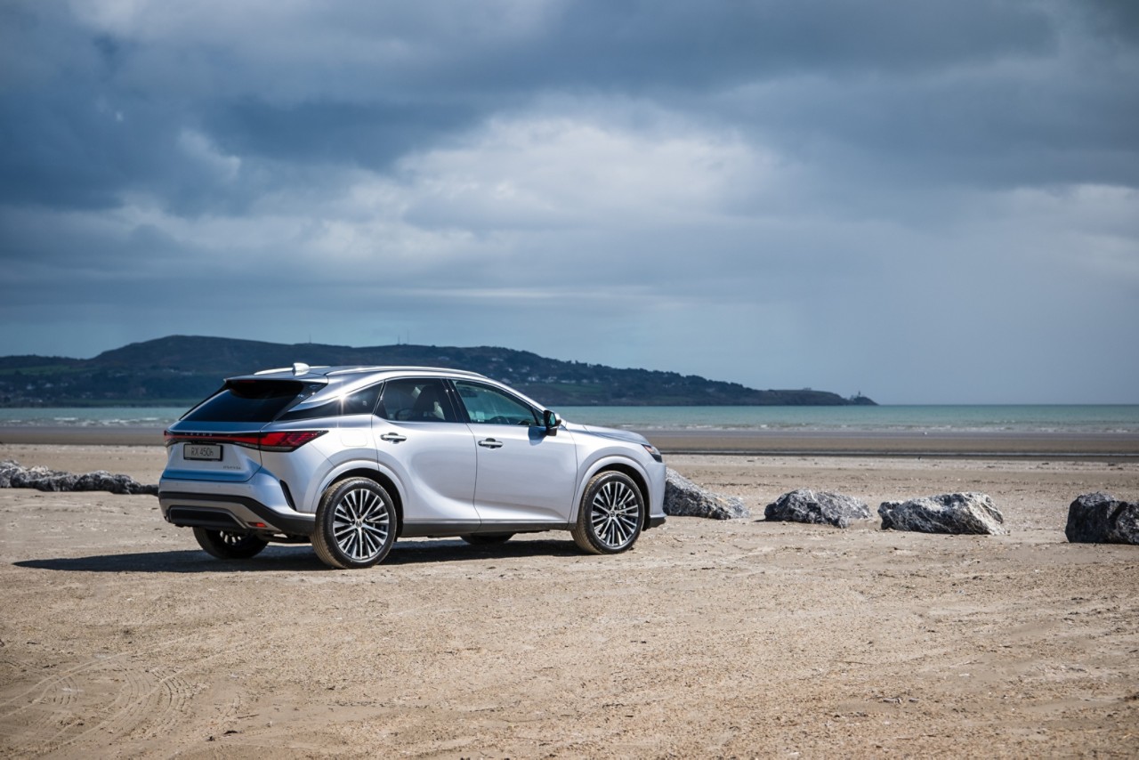 Lexus RX 450h parked at a waterfront