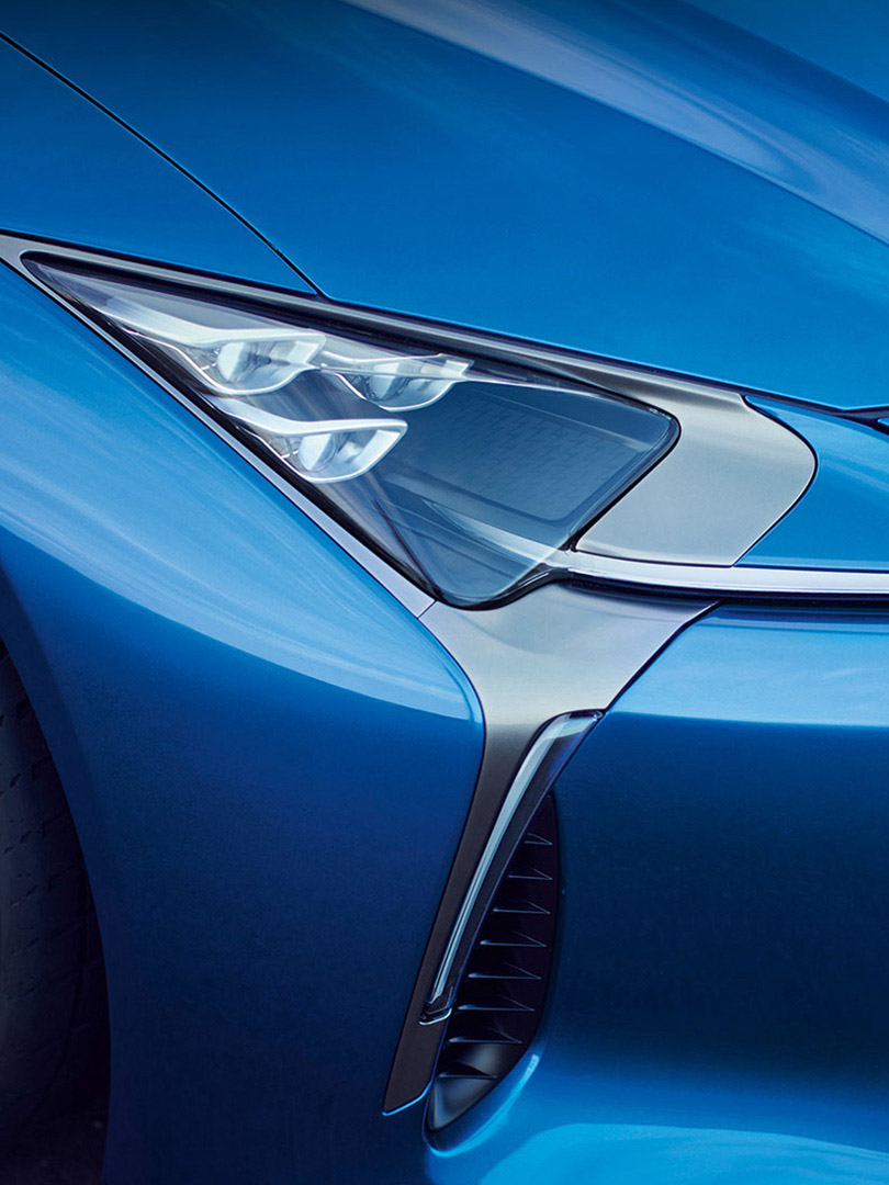 close up of a blue Lexus car