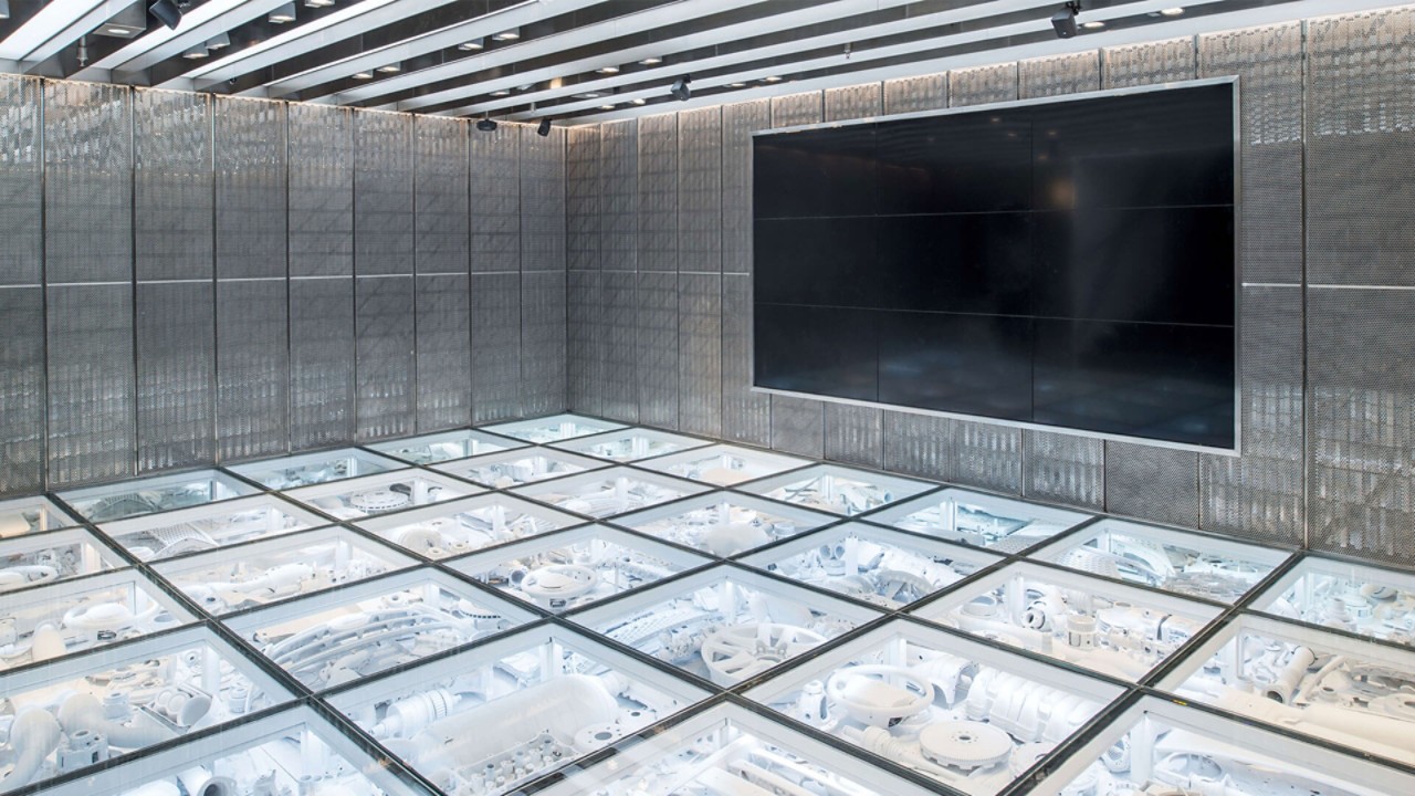 wide shot of glass floor Intersect by Lexus Dubai
